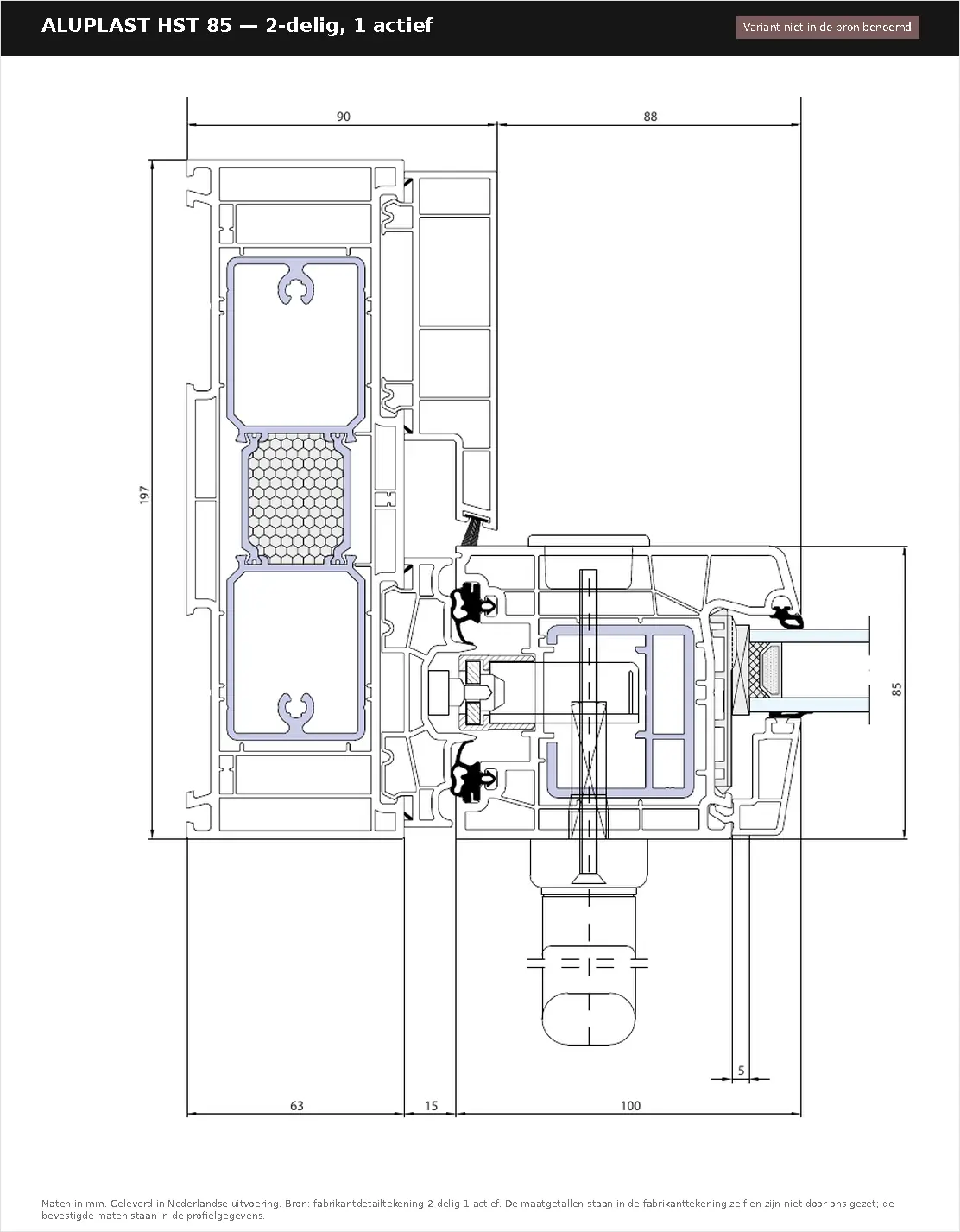 Detailtekening 2-delig, 1 actief van Aluplast HST 85, blad 1
