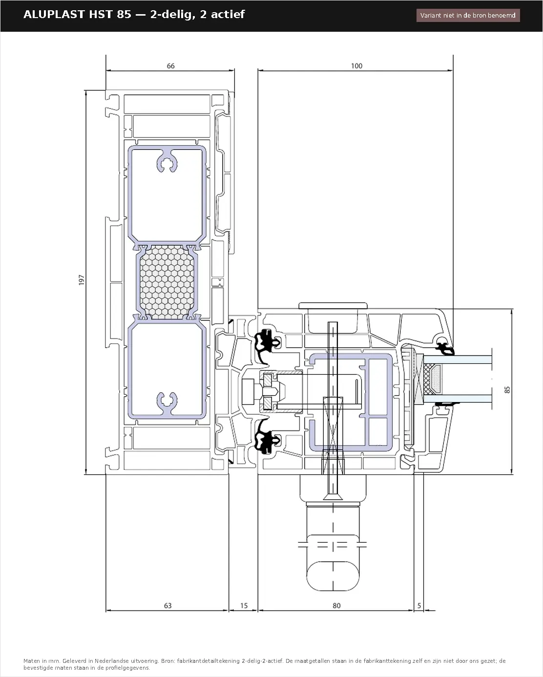 Detailtekening 2-delig, 2 actief van Aluplast HST 85, blad 1
