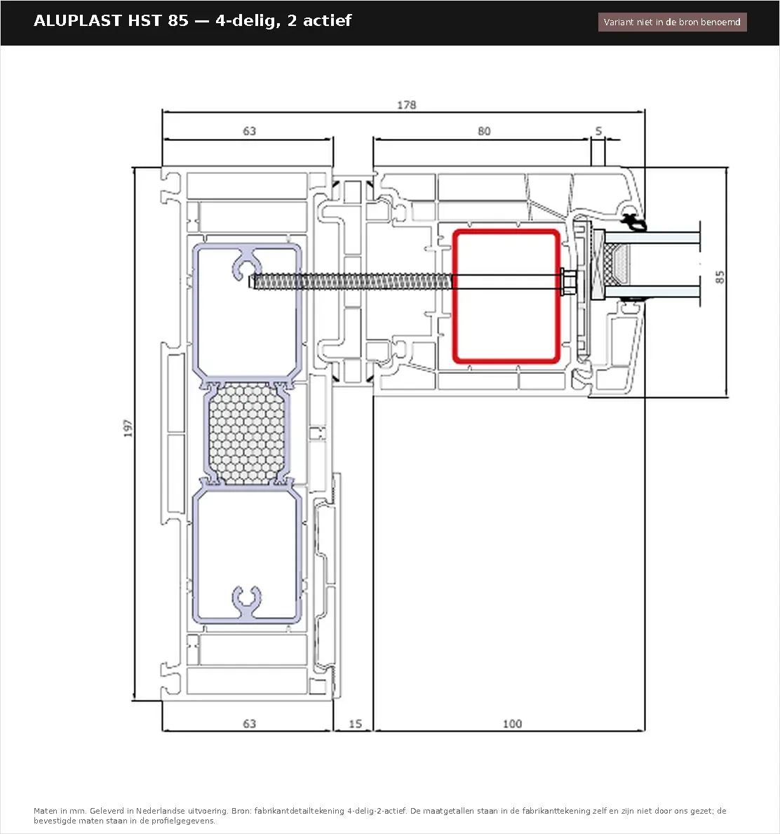 Detailtekening 4-delig, 2 actief van Aluplast HST 85, blad 1