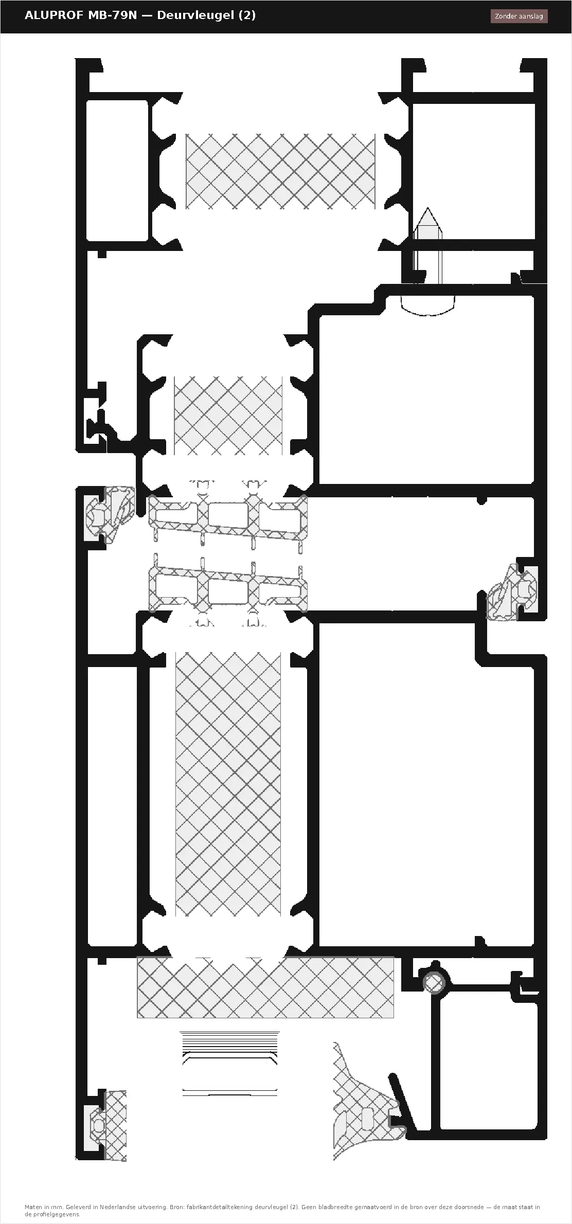 Detailtekening Deurvleugel — zonder aanslag van Aluprof MB-79N, blad 1