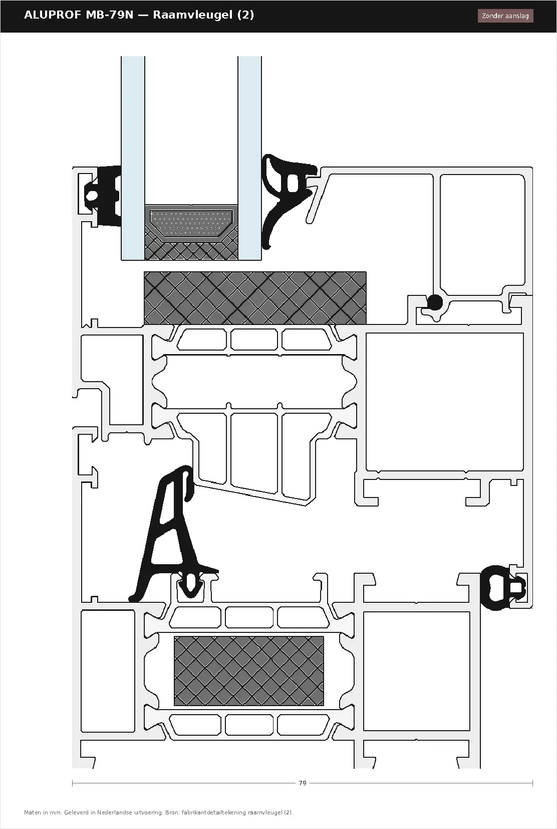 Detailtekening Raamvleugel — zonder aanslag van Aluprof MB-79N, blad 1