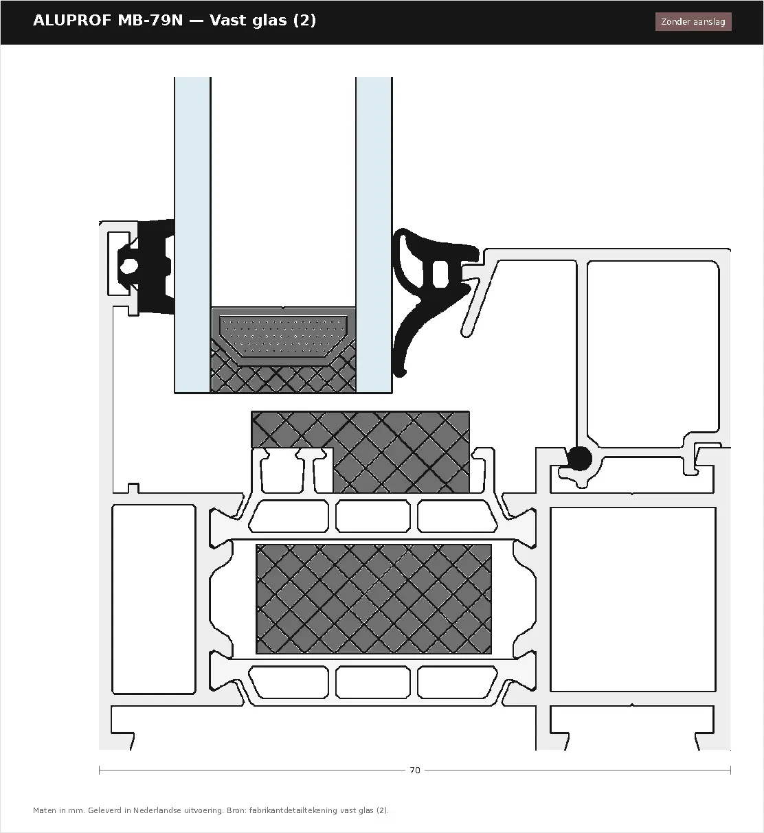 Detailtekening Vast glas — zonder aanslag van Aluprof MB-79N, blad 1