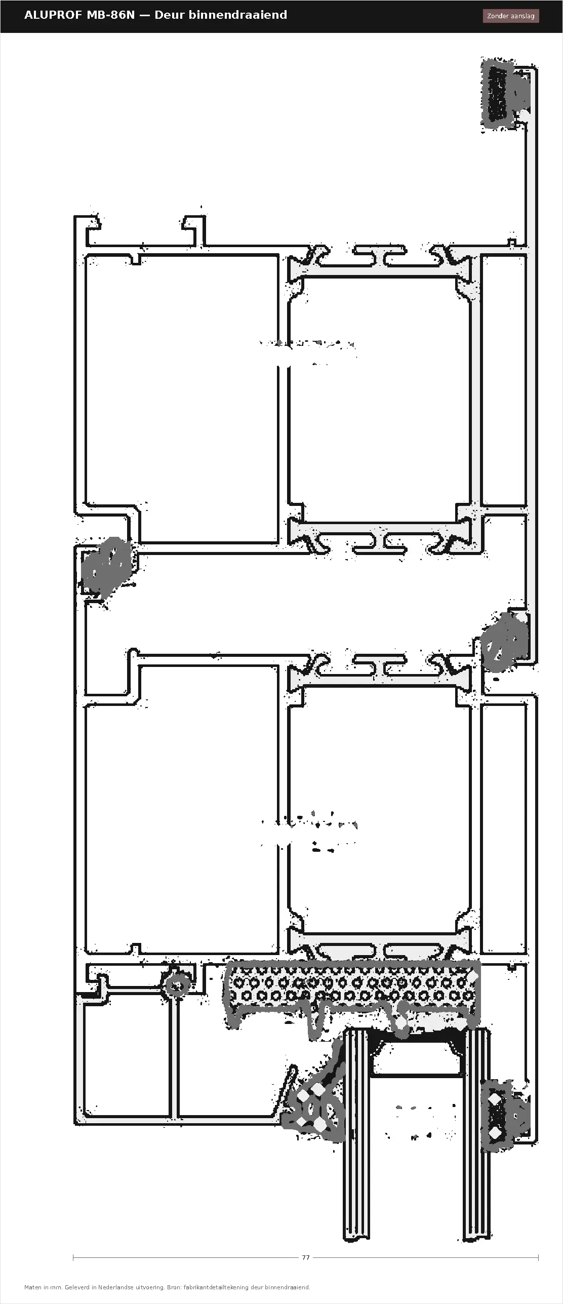 Detailtekening Deur binnendraaiend van Aluprof MB-86N, blad 1