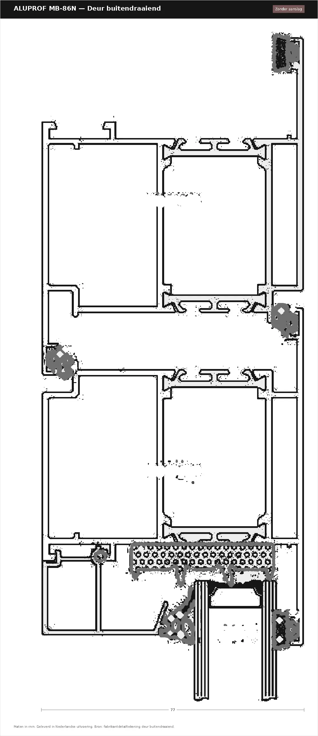 Detailtekening Deur buitendraaiend van Aluprof MB-86N, blad 1