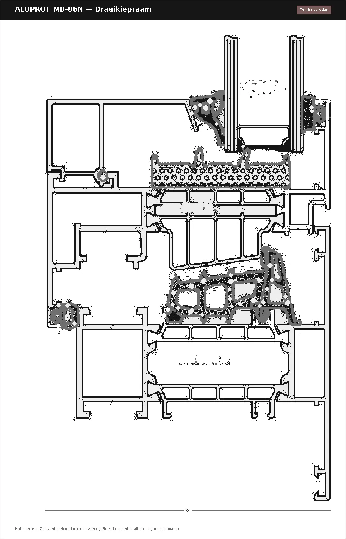 Detailtekening Draai kiep raam van Aluprof MB-86N, blad 1