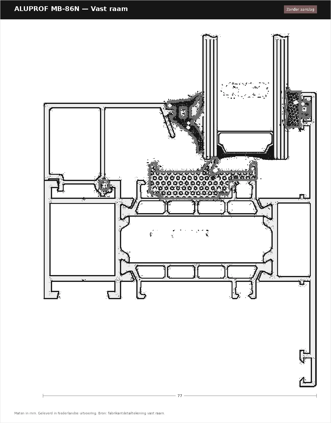 Detailtekening Vast raam van Aluprof MB-86N, blad 1