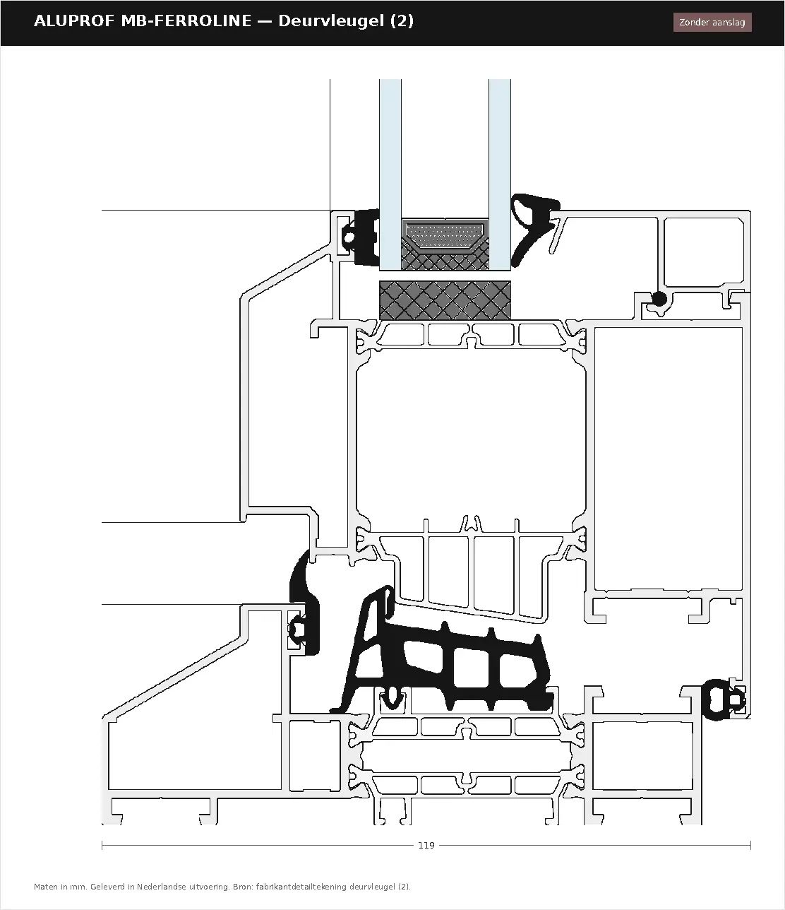 Detailtekening Deurvleugel — zonder aanslag van Aluprof MB-Ferroline, blad 1