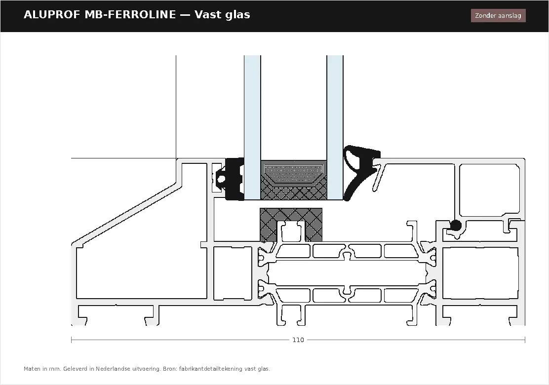 Detailtekening Vast glas — zonder aanslag van Aluprof MB-Ferroline, blad 1