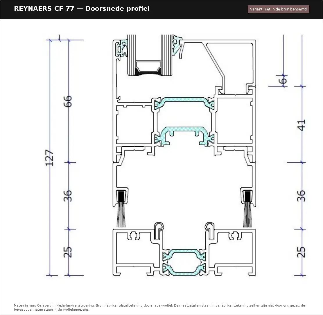 Detailtekening Doorsnede profiel van Reynaers ConceptFolding 77, blad 1