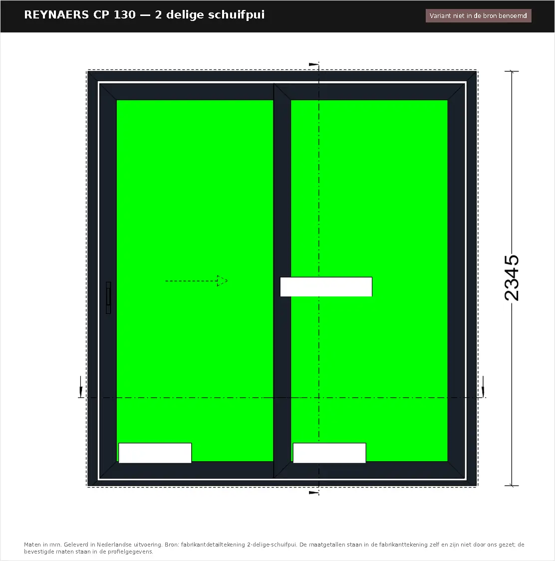 Detailtekening 2 delige schuifpui van Reynaers ConceptPatio 130, blad 1