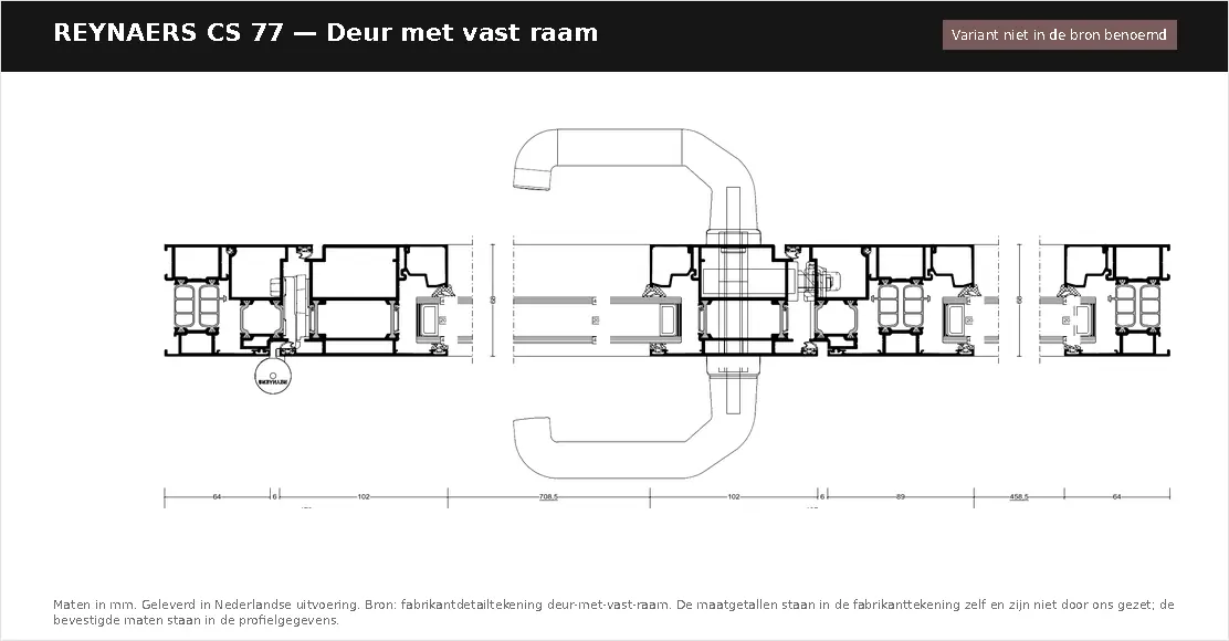 Detailtekening Deur met vast raam van Reynaers ConceptSystem 77, blad 1