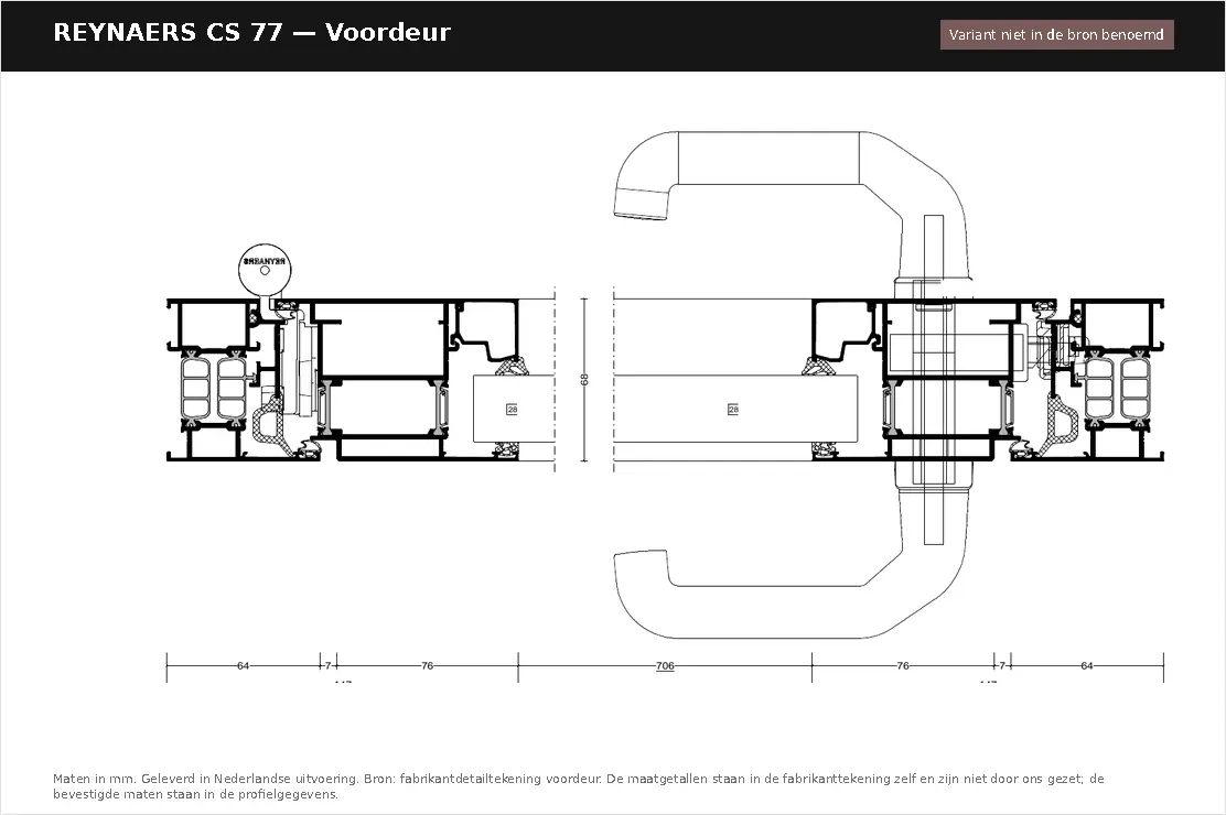 Detailtekening Voordeur van Reynaers ConceptSystem 77, blad 1